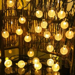 Solar 5/7/12m Outdoor LED Crystal Globe String Light Fairy Light for Garden Wedding Christmas Home Room 2025 Ramadan Decoration