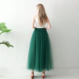 Women High Waist Long Solid Color Tulle Tutu Skirt, 4 Layers Mesh + 1 Layer Lining, Suitable for Cosplay, Stage Performance