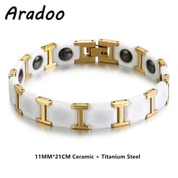 Ceramic Titanium Steel Hematite Magnetic Therapy Bracelet Strap Buckle Adjustable Bracelets With Regulator