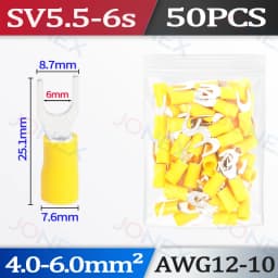 50PCS Fork Crimp Terminals Electrical Wire Connectors M4/M5/M6 U Type Insulated Spade Lugs For Quick Splicing Cables Connection