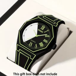 Fashionable Men's Simple Watch Date Function Preppy Style Quartz Wrist Watch, Electronic Drive, Silicone Strap, Unisex