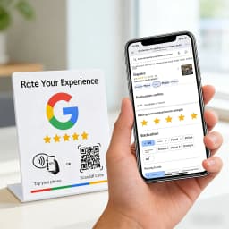 NFC 215 Programmable QR Code Google Review Card Table Display Stand Card NFC Station Table for Restaurants & Business Branding