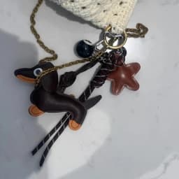 Cute Dachshund Keyring Bag Five-pointed star Pendant Ball Suitable For Mobile Phone Bag Pendant Accessory Keychain Couple Pendan