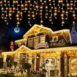 Holiday Icicle String Lights 3.2M 8 Modes Garden Yard Patio Window Roof Eaves Decor Warm White Multicolor Christmas Party Home