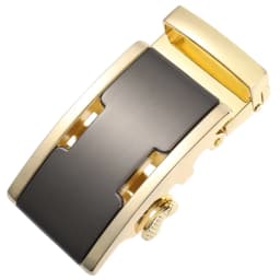 Automatic Ratchet Leather Belt Buckle Mens Solid Buckle Only for 3.5cm/1.38in Leather Strap Cool Gold Black Belt Buckle