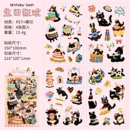 Journal GO 4pcs Cute Meow Stickers for Scrapbook Collage Junk Journal Decoration Lovely Cats Greeting Card Album Planner Sticker