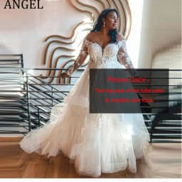 ANGEL Gorgeous Plus Size Wedding Dresses Customized 2025 A-line Tulle Lace Appliques Bridal Gowns Long Sleeves Vestidos de Novia