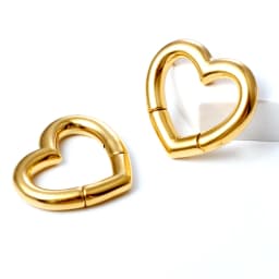Casvort 2 PCS Peach Middle Heart Ear Weights Hangers Ear Gauges Plug 316 Stainless Steel Piercing Women Wedding Body Jewelry