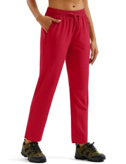 TACVASEN Womens Hiking Pants Lightweight Quick Dry UPF 50 Travel Pants Water Resistant Elastic Waist Golf Pants With Zip Pockets