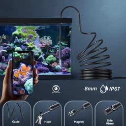 8mm Lens Industrial Endoscope, 1920p Borescope with Adjustable Led Light Ip67 Waterproof Camera for iPhone, Ipad, Samsung