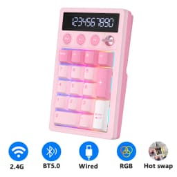 RK ROYAL KLUDGE M20 2.4G Wireless Numpad Keyboard Tri-Mode 17 Keys RGB Hot-Swappable Gasket Knob Calculator Keyboard PBT Keycap