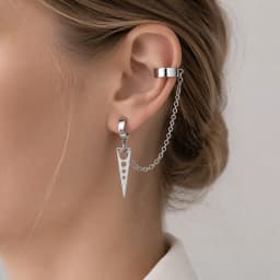 1pc Clip Earrings with Chain Stainless Steel for Women Men Punk Tassel Hoop Ear Cuffs Painless Non Piercing Fake Earring Jewelry