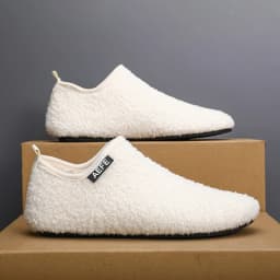 Men's Fuzzy Overlapping Slippers - Winter Warmth Indoor Home Shoes with Fuzzy Lining and Arch Support, Soft Cushioning Comfort,
