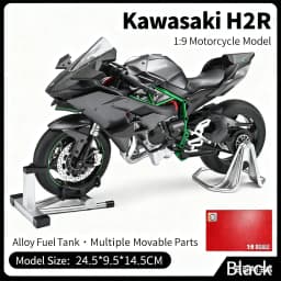1:9 Kawasaki H2R Ninja With Spray Alloy Motorcycle Model Toy Vehicle Collection Sound and Light Off Road Autocycle Toys Car