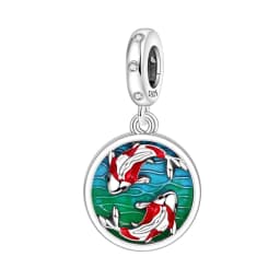 Blue Charm 925 Sterling Silver Ocean Pearls Betta Fish Pendant Birthday Party Gift for Women Bracelet Necklace DIY Beads Jewelry