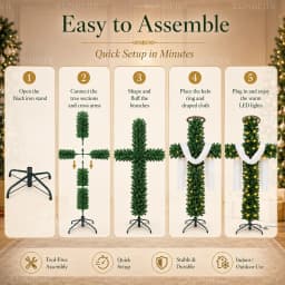 Cross Shaped Christmas Tree 150/180cm Pre Lit Warm LED Lights Artificial PVC Xmas Tree Religious Holiday Home Outdoor Decoration