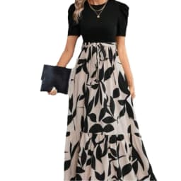 Women Dresses 2026 Spring Summer floral printed round-neck elegant dress exotic vacation style women's clothing vestidoes