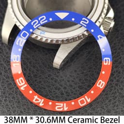 Sloping 38mm * 30.6mm Ceramic/Aluminum Bezel GMT and Diving Watch Insert Fits for 40mm Men's Watch Case Bezel Replacement Insert
