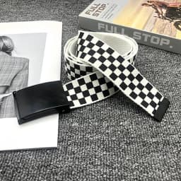 Classic Black and White Checkered Canvas Belt Men and Women Universal Fashion Versatile Student Sport Accessories Versatile Belt