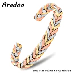 ARADOO Vintage Style Pure Copper Cuff Bracelets with 3500 Gauss Neodymium Magnetic Therapy Bangle Jewelry Gifts