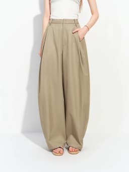 FSLE 2026 Summer Women's Mid-Rise Barrel Leg Casual Pants in Lyocell Cotton Blend - Relaxed Tailored Fit for Daily Wear