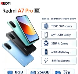 New Arrival 2026 Redmi A7Pro Global Version Unlocked Gaming Smartphone 8GB RAM 256GB ROM 6.9‑Inch FHD+ Full Display Helio G85