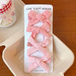 2026 4PCS/Set Kids Hair Clips Gingham Floral Bow Hair Barrettes No Hurt Hair Non Slip Soft Fabric Toddler Girls Accessories Gift