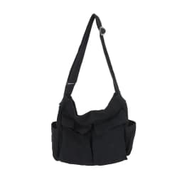 Women's Large Capacity Canvas Messenger Bag Casual Shoulder Handbag Solid Designer School Bag for Ladies