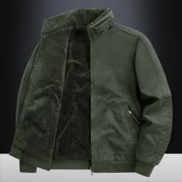 New Autumn Winter Men Washed Cotton Reversible Flight Jacket Lamb Fleece Fleece Lined Thick Warm Outerwear For Middle Aged Male