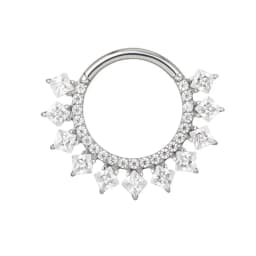ASTM F-136 Titanium EAR Nose Ring PIERC CZ Surround Segment Ring  Hoop Face Hinged Clicker Labret Ear wheel Cartilage Piercing