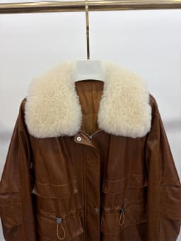 Women's Warm Natural Merino Sheep Fur Collar Coat Goose Down Jacket Genuine Sheepskin Leather Jacket Luxury Puffer Jacket
