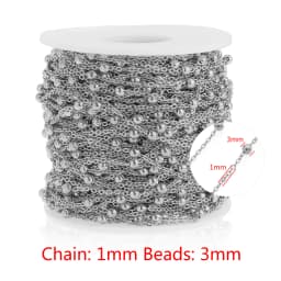 2M Stainless Steel Beaded Ball Cable Rolo Chains Bulk Plating Gold Chain for Jewelry Making Supplies Necklace Wholesale Items