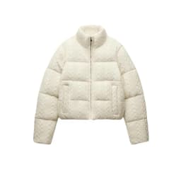 ETJ 2025 Winter new women's fresh and elegant white turtleneck knitted thick cotton jacket warm bread jacket 6318229