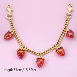 DIY Zinc Alloy Bag Hanging Chain with Cherry Pendant Detachable Shoulder Bag Carrying Chain Handbag Extension Chain for Woman