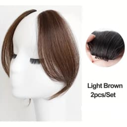 Invisible Synthetic Side Bangs Clip In Extension 2Pcs/Set Middle Part Bangs With Easy BB Clip-In Side Fringe Fits All Hair Types