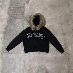 Plush lining solid color pattern Hoodie casual chic Y2K top rock fashion street retro grunge punk hip hop Harajuku couple Hoodie