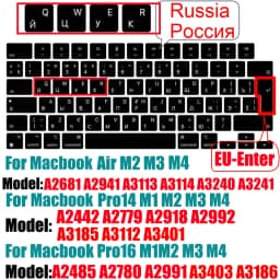 Keyboard Cover for MacBook M4 M3 M2 Pro/Max Chip MacBook Air 15.3"/13.6" A3240/A3241/A2941 Pro 14"/16" A2992/A2779/A2991/A2918