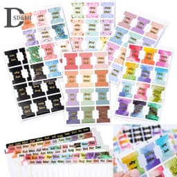 60Pcs/5Sheets Colorful Monthly Tabs Adhesive Planner Index Stickers For Office Planner Organizan Decorative Sticker