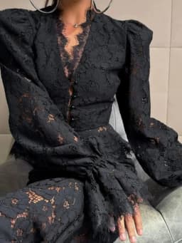 Mingmingxi Elegant White eyelash lace Lace Two Piece Set Autumn Long Sleeve Crop Top and Mermaid Skirt Women Matching Sets