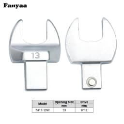 Fanyaa Square Drive 9x12 Open End Wrench Interchangeable Torque Head, Individual Crowfoot Wrench Full Polish 7-19mm