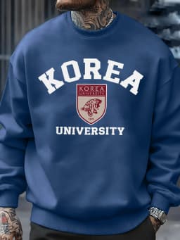 Korea University Pattern Men Sweatshirt Autumn Hip Hop Pullovers Loose Fashion Unisex Sweatshirts Soft Fleece Sportswears