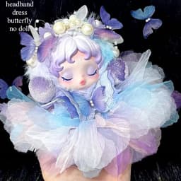 For Cloth Skullpanda Light Weaving Garden Exquisite Purple Butterfly Dress set Flower Headband Vinyl Doll Clothes Accessories