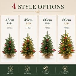Artificial Christmas Tree Pure PE+PVC+Red Fruit High-grade Desktop Small Christmas Tree 45cm/60cm Family Christmas Decorations