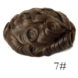 Q6 Men's Toupee Lace & PU Base Human Hair System Unit Durable Male Hair Prosthesis Wig for Full Coverage Hair Loss