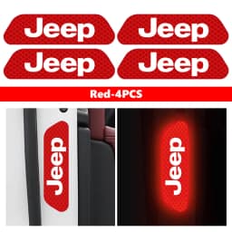 For Jeep 4pcs Car Logo Door Reflective Strips Sticker Security Warning Stickers Accessories Cherokee Wrangler JK Gladiator