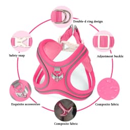 Eye Shape Dog Harness and Leash Set for Small Dogs,Cute Fashion Puppy Walking Vest, Reflective Adjustable Pet Harness for Daily