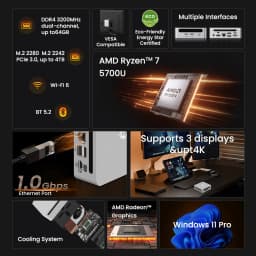 2026 GenMachine Mini PC R7 5700U 4800H Support Windows 11 DDR4 3200MHz AMD WiFi6 BT5.2 Pc Gamer Diy Gaming Computer Ordenador