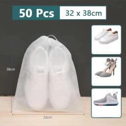 50 Pcs Breathable Dust Covers Non-Woven Dustproof Drawstring Clear Storage Bag Travel Pouch Shoe Bags Drying Shoes Protect