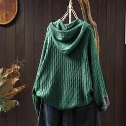 Floral Prrint Patchwork Vintage Style Women's Knitted Sweatshirt Autumn Fashion Long Sleeve Loose Casual Hoodie Female Pullovers