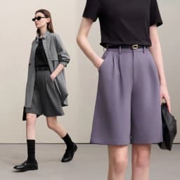 Amii Women's Shorts 2026 Summer New Commuter Versatile Pleated Loose Pants Women's Wide-leg Casual Five-point Pants 12622017